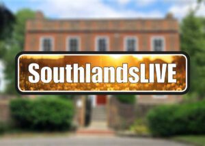 Southlands LIVE logo against blurred photo of Southland house