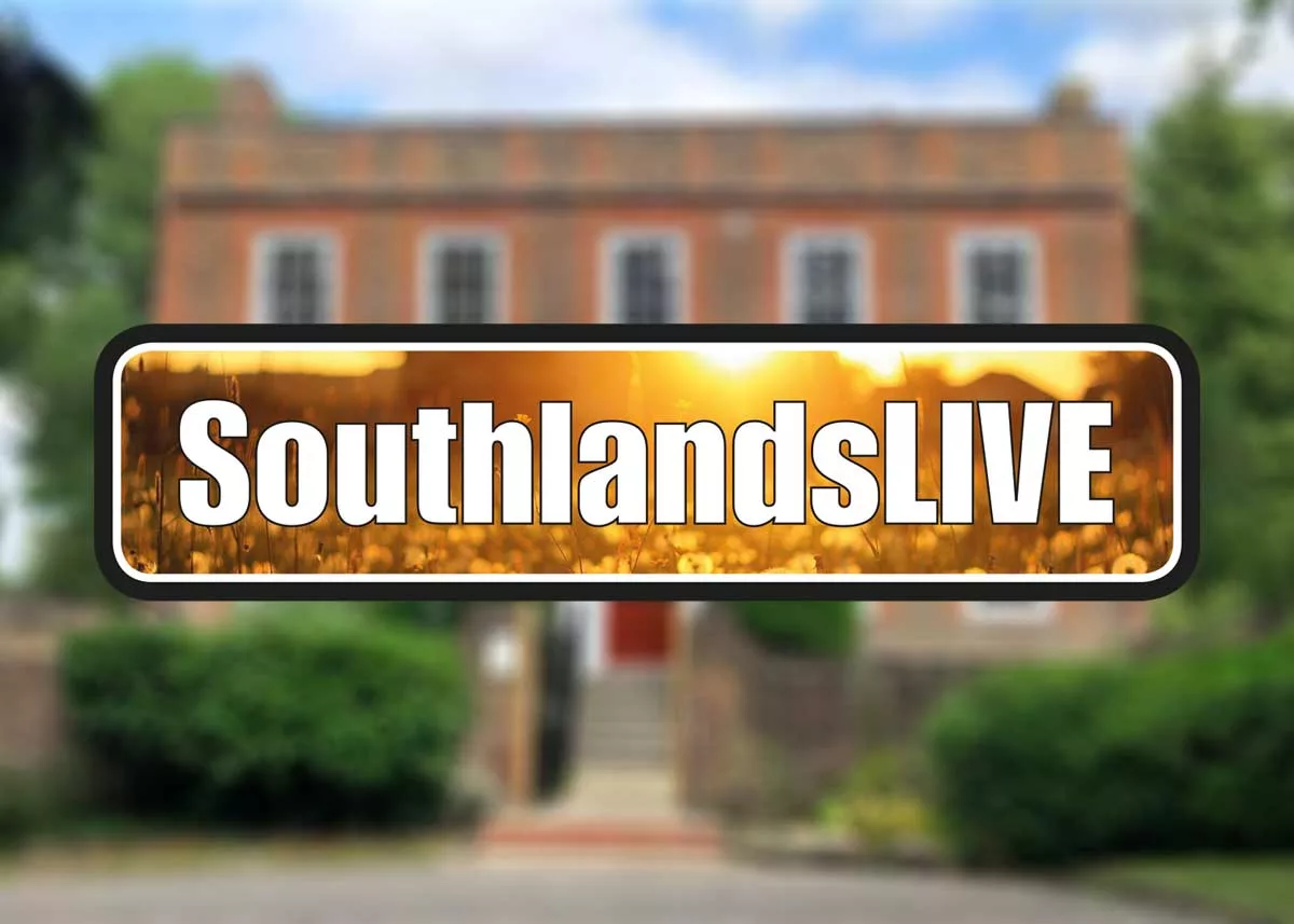 Southlands LIVE logo against blurred photo of Southland house