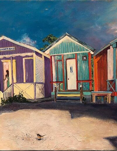 Caribbean beach huts by Linda Harvey