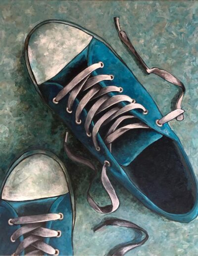 Turquoise sneakers by Lisa Tompkins