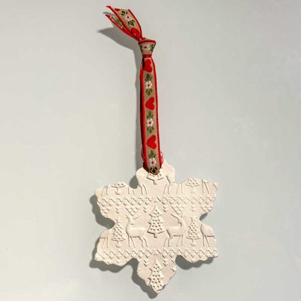 Handmade Christmas decoration - Xmas patterned snowflake decoration