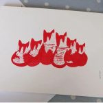 Cats ink print in red