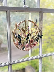 Opal Lily dried flower window hanging wreath