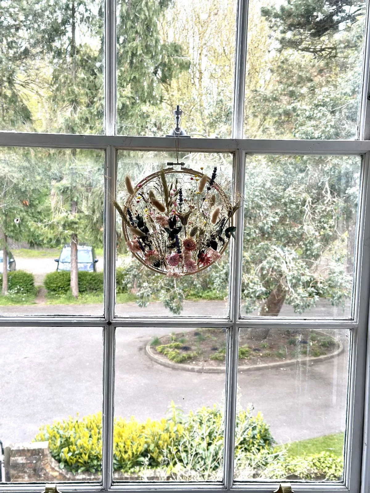 Opal Lily dried flower window hanging wreath